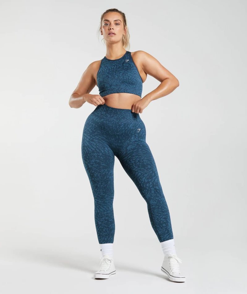 Women's Gymshark Adapt Animal Seamless Leggings Navy | NZ 8RXMNV